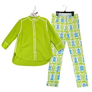 Gretchen Scott Designs Lime Green and Blue Pantsuit